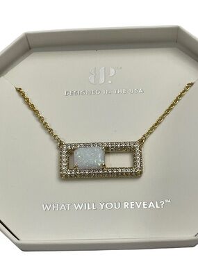 Bomb Party October Necklace “Your Spark Remembered” Gold/White Opal, New